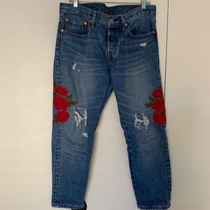 Levi’s 501-T Embroidered Jeans, 30” waist